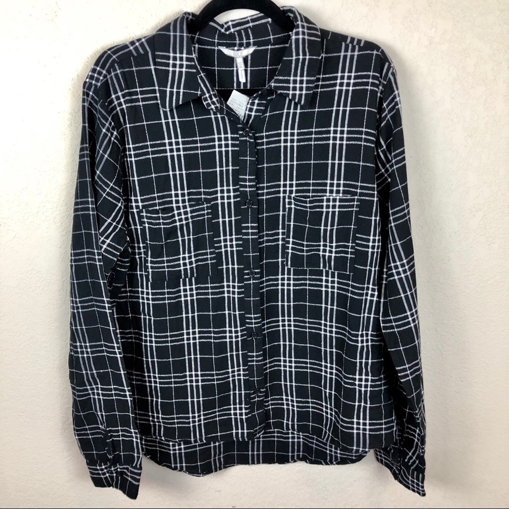 NWT Black And White Plaid Button Down Shirt